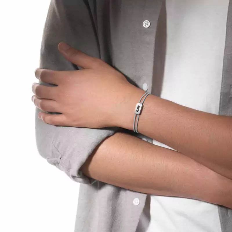 Move Titanium Natural Gray Cord Natural Titanium For Him Diamond Bracelet 14643-TN