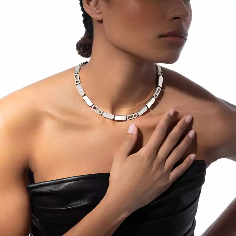 Necklace For Her White Gold Diamond Imperial Move 14152-WG