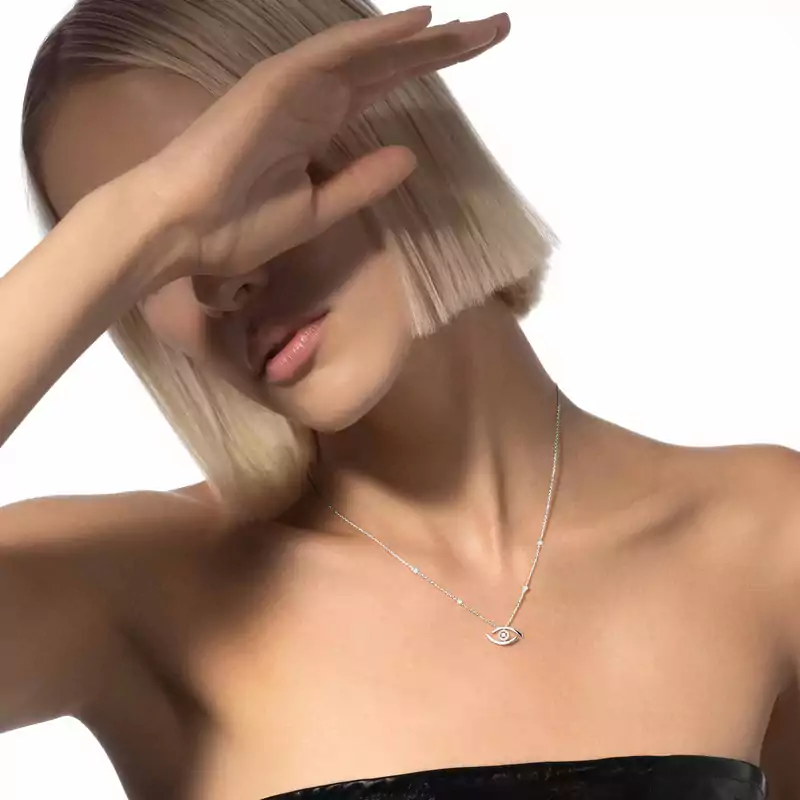 Lucky Eye White Gold For Her Diamond Necklace 07524-WG